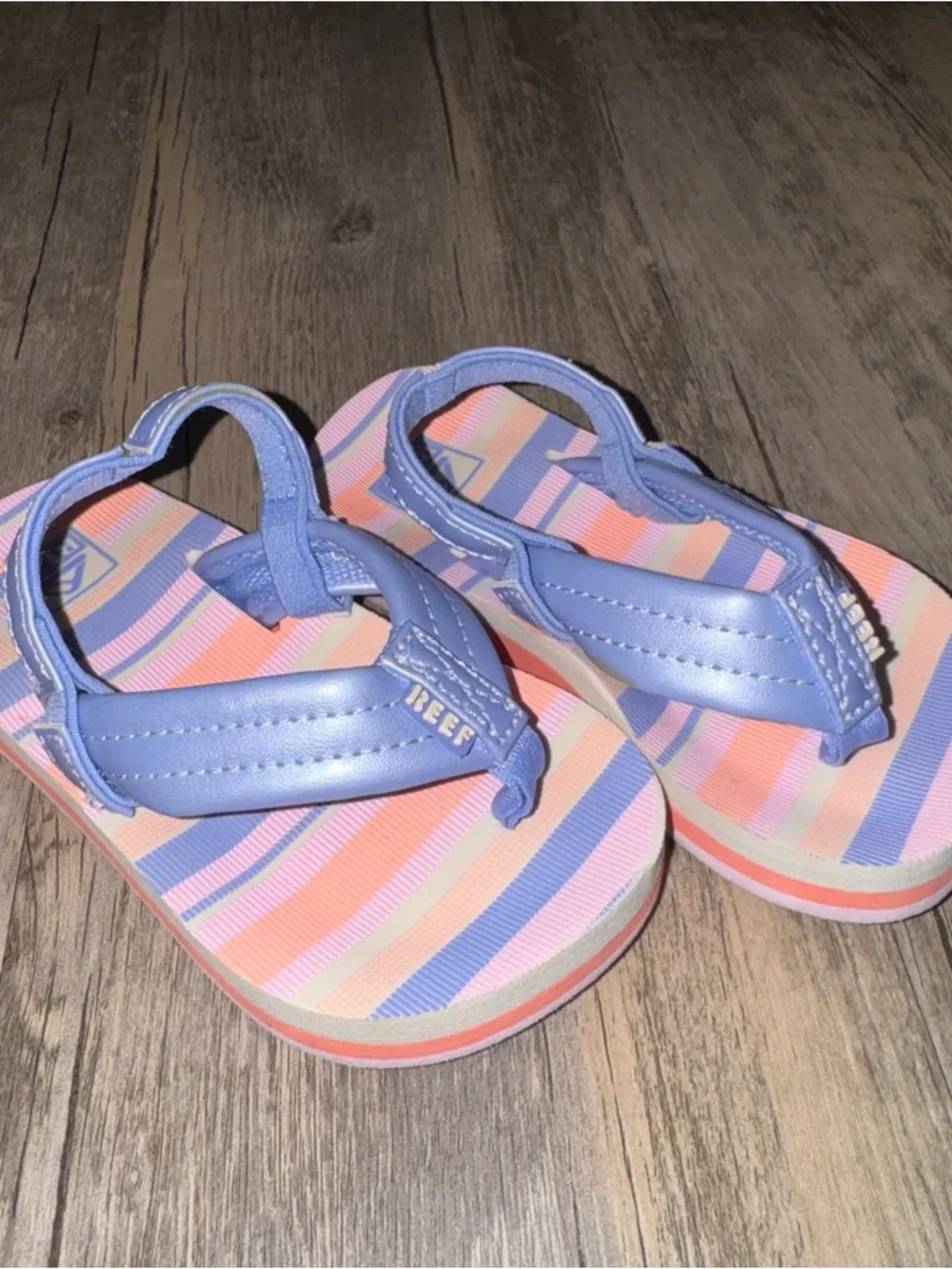 Reef Kids Lavender & Pink Striped Toddler Flip Flops